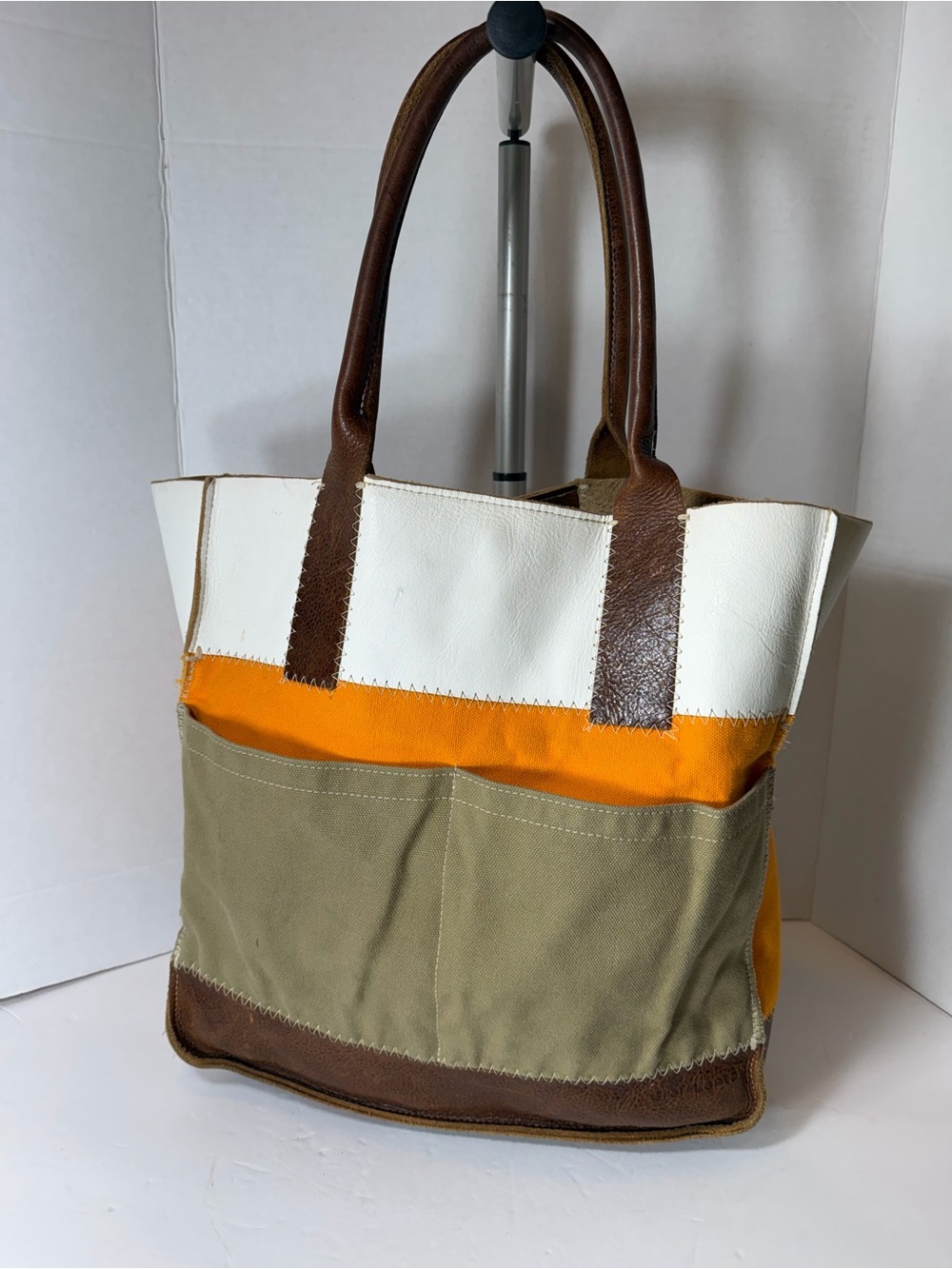 Graf Lantz Canvas Tote Bag Leather inch Canvas Pocket  Used